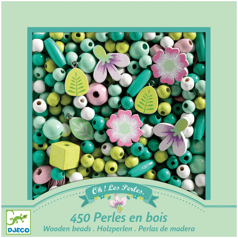 Perlas de madera hojas y flores Djeco