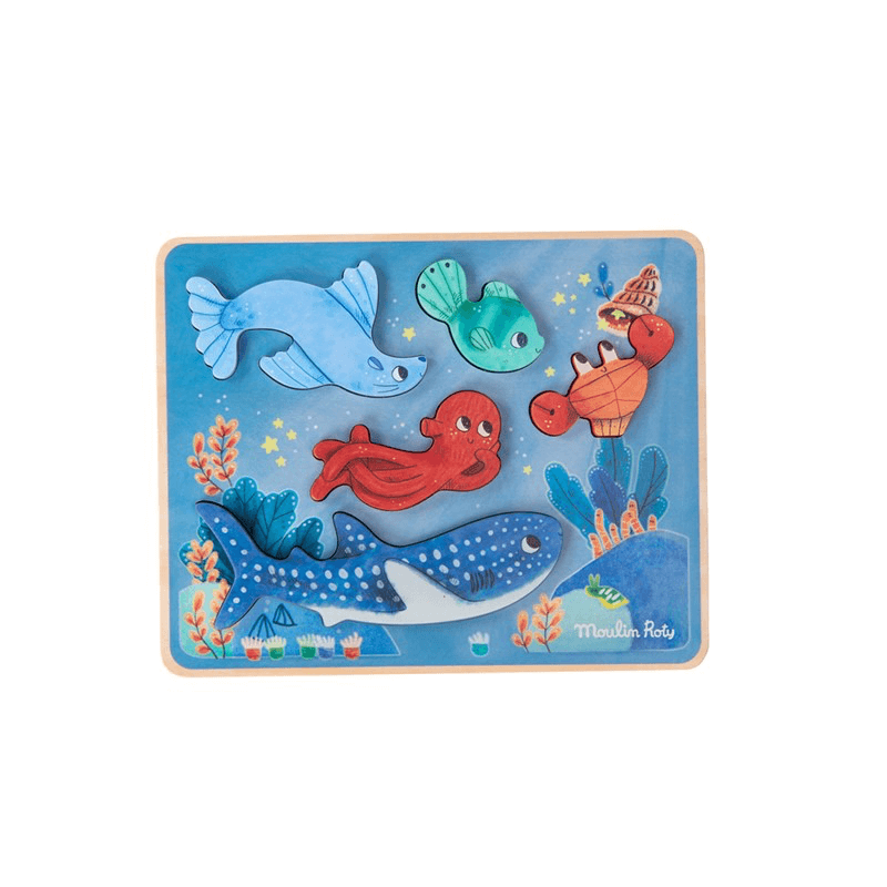 Puzzle sensorial animales marinos Moulin Roty